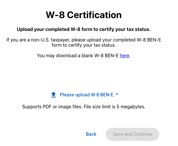 screenshot of w-8 certification section for KB articles