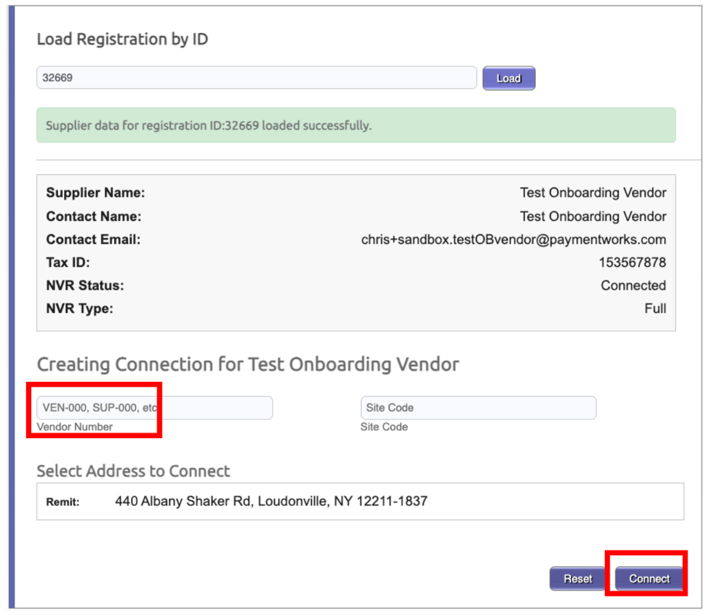 Connect Supplier User Interface (UI)