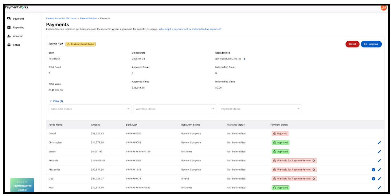 Payment Instruction File Tracker