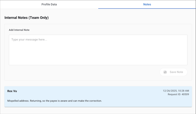 Payer_Profile Manager - Notes